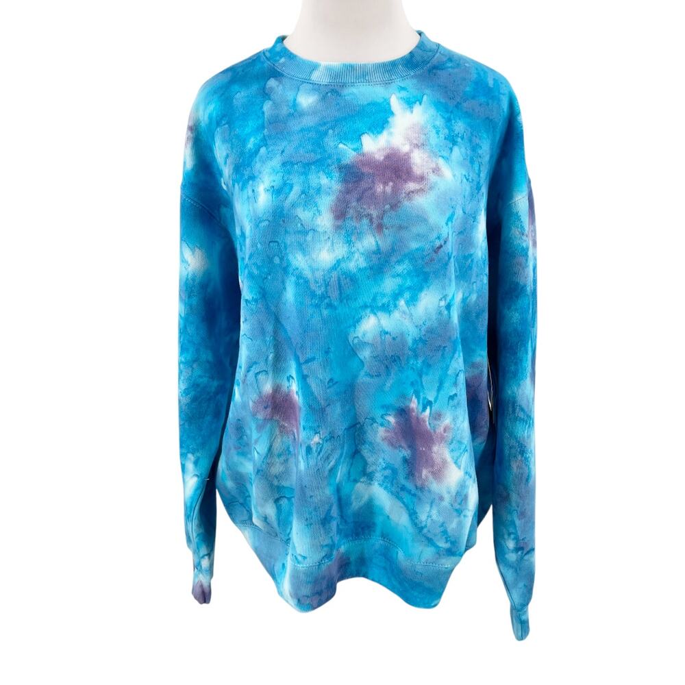 La Detresse Revolve Womens Blueberry Mystic Tie Dye Sweatshirt Size Medium M